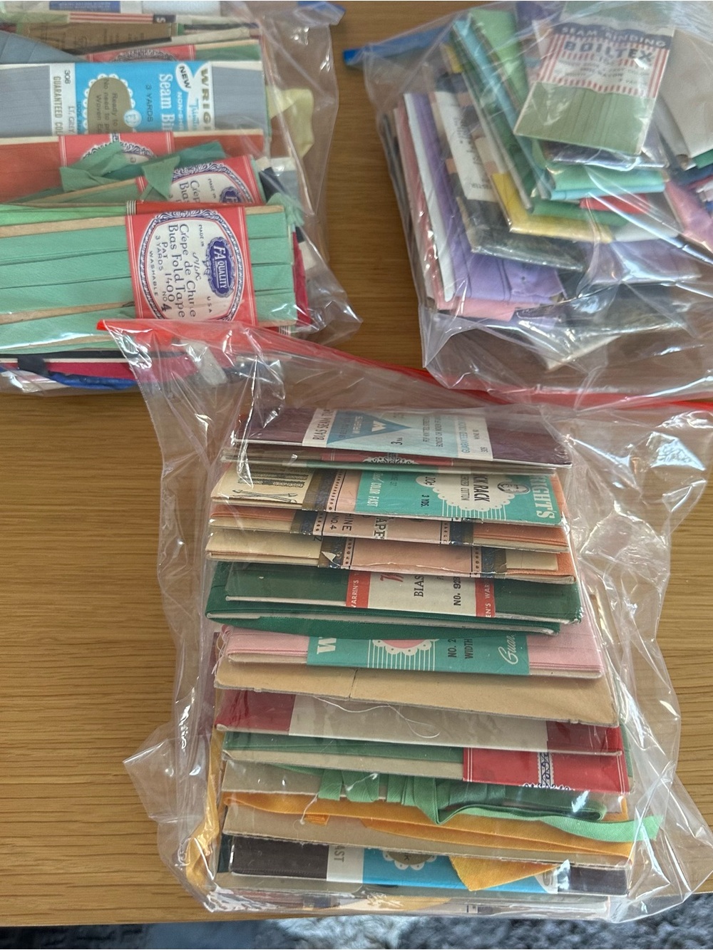 Sewing Supplies 3 bags Assorted Bias Tape Seam Binding Multicolor